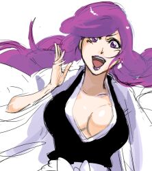 1girl artist_request bleach breasts cleavage highres hikifune_kirio large_breasts long_hair purple_eyes purple_hair solo