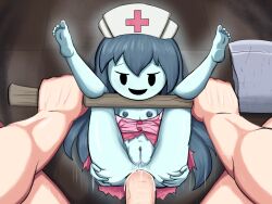 1boy 1girl anal axe black_eyes cleft_of_venus ghost ghost_girl hetero highres loli nipples pov pussy sex spectrophilia spooky&#039;s_house_of_jump_scares spooky_(shojs)