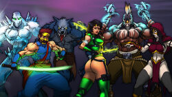 1girl ass black_orchid chief_thunder glacius jago jiggeh killer_instinct long_hair sabrewolf sadira