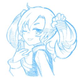 Rule 34 | blue eyes, digimon, digimon story: cyber sleuth, hair ornament, hairpin, long hair, monochrome, pink hair, shiramine nokia, sketch, twintails