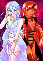 Rule 34 | 2girls, bishoujo senshi sailor moon, highres, lipstick, makeup, multiple girls, sailor aluminum seiren, sailor lead crow, tagme, tongue, tongue out, yuri