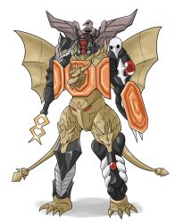 at_field creator_connection evangelion:_3.0+1.0_thrice_upon_a_time full_body gattai ghidorah_(shin) godzilla_(series) highres kamen_rider king_ghidorah kumo-aug mecha mephilas_seijin multiple_tails neon_genesis_evangelion nittora rebuild_of_evangelion robot sachiel_(evangelion) shield shin_godzilla shin_kamen_rider shin_ultraman shocker_(shin_kamen_rider) simple_background solo standing tail toho ultra_series white_background