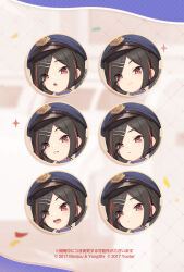 1girl artist_request azur_lane bad_id bad_twitter_id black_hair highres looking_at_viewer multicolored_hair multiple_expressions official_art open_mouth red_eyes sharp_teeth smile streaked_hair teeth u-37_(azur_lane)