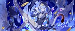 2girls absurdres aglaea_(honkai:_star_rail) alternate_costume animal_ears animal_hood armored_boots black_gloves black_leotard boots breasts cat cat_ears cat_girl cat_hood cat_tail character_name chinese_commentary cipher_(honkai:_star_rail) cleavage coin commentary_request dress fingerless_gloves gloves gold_boots gold_coin grey_hair highres holding holding_coin honkai:_star_rail honkai_(series) hood leotard medium_breasts mingmingzhu652 multiple_girls multiple_views short_hair_with_long_locks tail thigh_boots white_dress white_hood