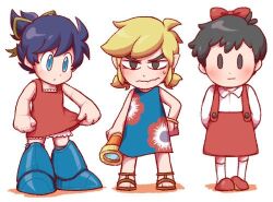 artist_request aryll bad_tag black_hair blonde_hair blush boots bow capcom child crossdressing dress embarrassed imminent_rape link mega_man_(classic) mega_man_(series) monster mother_(series) mother_2 ness_(mother_2) nintendo roll shota socks super_smash_bros. telescope tentacles the_legend_of_zelda the_legend_of_zelda:_the_wind_waker toon_link