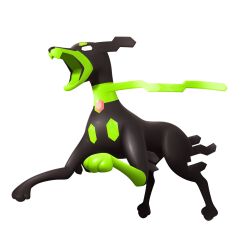 3d alternate_form animal_focus artist_request colored_tongue dog empty_eyes full_body gen_6_pokemon green_tongue hexagon highres legendary_pokemon nintendo no_humans official_art open_mouth pokemon pokemon_(creature) pokemon_focus pokemon_legends:_z-a second-party_source simple_background solo white_background zygarde zygarde_(10)