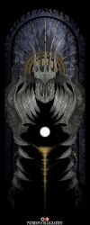 1boy armor artist_name collegeartist1 covered_face cowboy_shot elden_ring elden_ring_nightreign great_rune_(elden_ring) helmet heolstor_the_nightlord highres sigil solo spiked_helmet standing