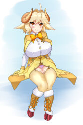 Rule 34 | 1girl, 2021, absurdres, ahoge, blush, breasts, eira woolcot, herd001, highres, indie virtual youtuber, large breasts, sheep girl, standing, white background