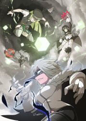 Rule 34 | 6+girls, absurdres, aki mabayu, alina gray, cape, claws, corbeau (madoka magica), cube, fighting, guyca braves, highres, holding, holding polearm, holding weapon, kure kirika, magical girl, mahou shoujo madoka magica, mahou shoujo oriko magica, mahou shoujo tart magica, miki sayaka, miki sayaka (magical girl), multiple girls, ooba juri, polearm, weapon, white cape