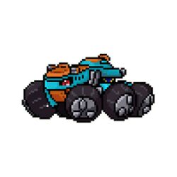 digibeetle digimon digimon_world_2 red_eyes simple_background solo sprite sprite_art vehicle wheel white_background