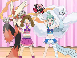 altaria blaziken creatures_(company) game_freak gen_3_pokemon kirby kirby_(series) lisia_(pokemon) may_(pokemon) mega_blaziken mega_pokemon nintendo non-web_source pokemon pokemon_oras
