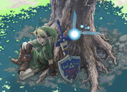 1boy beco blonde_hair blue_eyes earrings fairy gloves hat hylian_shield jewelry link male_focus master_sword md5_mismatch navi nintendo pointy_ears resolution_mismatch shield source_smaller sword the_legend_of_zelda the_legend_of_zelda:_ocarina_of_time triforce weapon