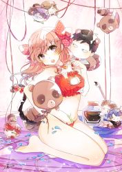 10s 1girl 2016 animal_ears bare_legs barefoot bell black_hair blue_hair blush blush_stickers bottle bow brown_hair carrying carrying_under_arm cat_cutout cat_ear_panties cat_lingerie cat_tail cat_teaser cattail character_doll choker cleavage_cutout clothing_cutout dated emo_(ricemo) eyebrows female_focus flower frills full_body gekkan_shoujo_nozaki-kun hair_bow head_tilt heart hori_masayuki inkwell jingle_bell kashima_yuu long_hair looking_at_viewer meme_attire mikoshiba_mikoto navel neck_bell nozaki_umetarou open_mouth orange_hair paintbrush panties petals plant polka_dot polka_dot_bow purple_eyes purple_hair raccoon_ears raccoon_tail red_bow red_hair red_panties ribbon rose sakura_chiyo seiza seo_yuzuki side-tie_panties signature sitting solo stomach stuffed_raccoon swept_bangs tail tail_bell tail_bow tail_ornament tanuki underwear underwear_only wakamatsu_hirotaka