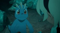 1girl animated animated_gif bea_(pokemon) bow candy chocolate chocolate_bar creatures_(company) eating flexing food game_freak gen_1_pokemon giving grin hair_bow machop night nintendo pokemon pokemon:_twilight_wings pokemon_(anime) pokemon_(creature) sitting smile white_hair
