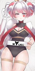 Rule 34 | 1girl, absurdres, black leotard, breasts, cleavage, cotan (actancyaga), cowboy shot, donut hair bun, double bun, duel monster, facial mark, hair bun, heart, heart facial mark, highres, large breasts, leotard, maliss &lt;p&gt; white rabbit, pink hair, simple background, solo, twintails, white background, yu-gi-oh!