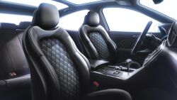 car_interior car_seat day from_side highres leather motor_vehicle no_humans non-web_source official_art our_life:_beginnings_and_always patterned scenery skylight steering_wheel window_light