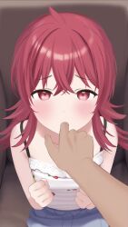 1boy 1girl ahoge animated bare_arms bare_shoulders blush breasts casting_couch censored clothed_sex collarbone couch crying crying_with_eyes_open cum cum_in_mouth cum_on_body cum_on_chin cum_on_tongue dark-skinned_male dark_skin dot_nose drooling ejaculation eyebrows facial fellatio finger_in_another&#039;s_mouth finger_sucking finger_to_mouth foreshortening from_above guided_handjob guiding_hand hair_between_eyes hand_on_another&#039;s_head handjob head_tilt headpat hetero highres idolmaster idolmaster_shiny_colors irrumatio komiya_kaho licking licking_finger licking_penis loli long_hair looking_at_viewer matching_hair/eyes medium_hair mosaic_censoring najar one_eye_closed open_mouth oral penis penis_awe penis_grab pov pov_crotch pov_hands red_eyes red_hair saliva saliva_trail sitting small_breasts solo_focus sound spaghetti_strap sucking_finger tareme tears teeth tongue tongue_out veins veiny_penis video wince