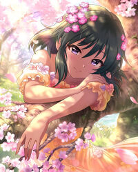 Rule 34 | 1girl, artist request, dark-skinned female, dark skin, flower, hair flower, hair ornament, highres, idolmaster, idolmaster cinderella girls, idolmaster cinderella girls starlight stage, looking at viewer, smile, tagme