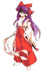 1girl alphes_(style) bow commentary_request dairi detached_sleeves full_body gloom_(expression) gohei hair_between_eyes hair_bow hair_tubes hakama hakama_pants hakurei_reimu hakurei_reimu_(pc-98) half-closed_eyes haori holding japanese_clothes large_variant_set long_hair long_sleeves looking_at_viewer open_mouth pants parody purple_eyes red_bow red_hakama red_pants ribbon-trimmed_clothes ribbon-trimmed_sleeves ribbon_trim shaded_face sleeves_past_wrists smile socks solo standing style_parody touhou touhou_(pc-98) transparent_background variant_set white_bow white_socks wide_sleeves