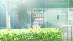 aketa_mikoto animated blonde_hair boots building bush coat earrings english_text hat holding idolmaster idolmaster_shiny_colors jewelry multicolored_hair nail_polish official_art open_mouth pantyhose rain red_eyes red_hair tagme thigh_boots tree umbrella video