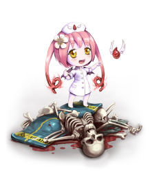 Rule 34 | bat wings, blood, chibi, ebola-chan, flower, nurse, pink hair, skeleton, tagme, wings, yellow eyes