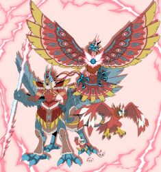 absurdres aquilamon armor claws digimon digimon_(creature) evolutionary_line feathers hawkmon highres oridigi original poromon pururumon wings