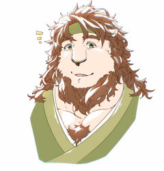 1boy animal_ears bara fang furry furry_male giga_lacan highres lion_boy lion_ears lion_mane looking_at_viewer male_focus muscular muscular_male notice_lines open_mouth pectorals upper_body utau weng-yu_2010 white_background