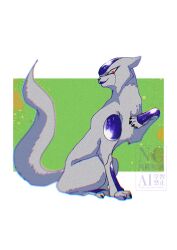 animal_focus animalization body_fur dragon_ball dragonball_z final_form_frieza frieza full_body highres looking_at_viewer purple_lips red_eyes simple_background solo stktik09060906 white_fur