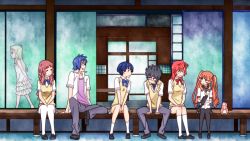 Rule 34 | 050411285aura, 10s, 2boys, 5girls, ano hi mita hana no namae wo bokutachi wa mada shiranai., ano natsu de matteru, creator connection, crossover, honma meiko, ishigaki tetsurou, kirishima kaito, kitahara mio, multiple boys, multiple girls, pantyhose, rinon (ano natsu de matteru), school uniform, serafuku, sitting, sweater vest, takatsuki ichika, tanigawa kanna, yamano remon