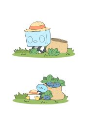 Rule 34 | animal focus, bird, closed eyes, eiscue, eiscue (ice), eiscue (noice), farmer, farming, gen 1 pokemon, gen 8 pokemon, hat, igwjgsarifbfo9u, nintendo, no humans, oddish, open mouth, penguin, pokemon, pokemon (creature), pokemon focus, resting, sack, simple background, sleeping, straw hat, white background