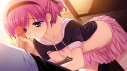 1boy 1girl black_bow black_hairband black_hoodie black_thighhighs blue_eyes bow bra bra_lift breasts censored clothes_lift collarbone cowboy_shot dutch_angle erection faceless faceless_male fingernails frilled_bow frills fumio_(ura_fmo) game_cg grisaia_(series) grisaia_no_kajitsu hair_bow hairband half-closed_eyes handjob hetero highres hood hoodie hoodie_lift kazami_yuuji kneeling komine_sachi leaning_forward light_blush light_rays long_eyelashes long_fingernails looking_at_another looking_at_penis medium_breasts miniskirt mosaic_censoring navel nipples non-web_source official_art out_of_frame penis pink_hair pink_skirt pleated_skirt pov raised_inner_eyebrows shirt shirt_lift short_hair short_sleeves sidelocks skirt sparkling_eyes sunbeam sunlight swept_bangs thick_eyelashes thighhighs thighs three_quarter_view two_side_up underwear white_shirt