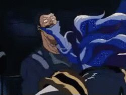 1980s_(style) animated animated_gif araki_hirohiko baoh baoh_raihousha blue_skin colored_skin death eyeball facial_hair fighting kill lowres male_focus melting melting_face mustache oldschool retro_artstyle soldier studio_pierrot violence yamashita_hidetoshi