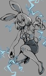 Rule 34 | absurdres, carrot (one piece), electricity, highres, monochrome, one piece, rabbit ears, rabbit girl, rabbit tail, short hair, spot color, woogleboy