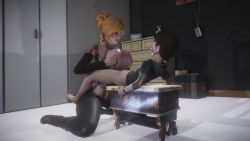 1boy 1girl 3d age_difference animated breasts earrings eye_contact full_body glasses hetero highres jewelry kneeling large_breasts looking_at_another ninfanocturna nipples paizuri penis shota uncensored video