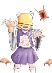 1girl absurdres bad_id bad_pixiv_id female_focus half-life half-life_(series) hat headcrab highres leolee moriya_suwako simple_background skirt solo touhou white_background zombie