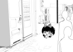 absurdres anon burnt cigarette crying death dirty greyscale gutter_trash highres koyukkuri monochrome monochrome sick tears touhou vending_machine violence yukkuri_shiteitte_ne