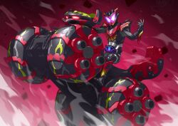Rule 34 | 1boy, absurdres, adk-em, armor, bandai, bandai namco, black bodysuit, bodysuit, glowing, glowing eyes, helmet, highres, ishimori prod, kamen rider, kamen rider bitter gavv, kamen rider bitter gavv sparkin gummy form, kamen rider gavv (series), male focus, mask, motor vehicle, otokamu, red armor, riding, toei company, tokusatsu, tv asahi
