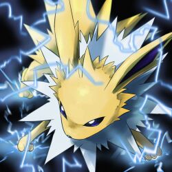 Rule 34 | absurdres, electricity, gen 1 pokemon, highres, jolteon, nintendo, no humans, pokemon, pokemon (creature), solo, spicyichizo, two-tone fur, white fur, yellow fur