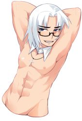 1boy bishounen blush detached_collar glasses lowres male_focus max max_(pangya) pangya short_hair solo transparent_background white_hair