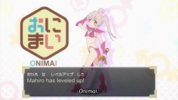 1girl ahohe animated anime_screenshot armor bikini bikini_armor boots copyright_name female_focus flat_chest genderswap genderswap_(mtf) groin hand_on_own_head highres holding holding_sword holding_weapon long_hair looking_at_viewer looking_back onii-chan_wa_oshimai! oyama_mahiro pauldrons pelvic_curtain ponytail red_bikini red_boots revealing_clothes shoulder_armor solo sound swimsuit sword tagme thigh_boots thighs video weapon white_hair