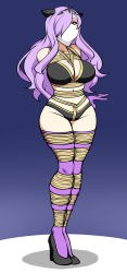 1girl bdsm bondage bound camilla_(fire_emblem) cloth_gag female_focus fire_emblem gag gagged highres improvised_gag jam-orbital long_hair nintendo over_the_nose_gag purple_hair red_eyes shibari solo standing
