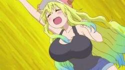 6+girls animated animated_gif anime_screenshot ass ass_focus between_breasts bikini blonde_hair bouncing_breasts breast_focus breast_smother breasts cleavage cleft_of_venus elma_(maidragon) face_to_breasts female_focus glasses hat head_between_breasts horns huge_breasts kanna_kamui kobayashi-san_chi_no_maidragon kobayashi_(maidragon) long_hair looking_at_breasts lucoa_(maidragon) matching_hair/eyes multicolored_eyes multicolored_hair multiple_boys multiple_girls navel purple_eyes purple_hair reflection rock scared solo standing swimsuit tagme talking thighhighs tohru_(maidragon) water zettai_ryouiki