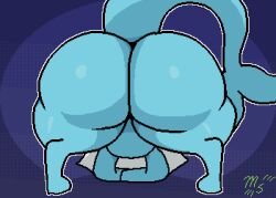 1girl animated animated_gif ass ass_shake blue_fur blue_skin butt_crack colored_skin completely_nude female_focus from_behind furry furry_female gen_1_pokemon huge_ass jiggle miso_souperstar nintendo nude plump pokemon pokemon_(creature) solo solo_focus spread_legs tail tail_raised thick_thighs thighs twerking vaporeon wide_hips