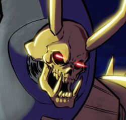Rule 34 | digimon, digimon (creature), fangs, gokumon, horns, lowres, red eyes, sharp teeth, skull, solo, teeth