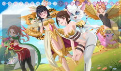 Rule 34 | 4girls, angewomon, angewomon (cosplay), ass, breasts, cape, digimon, digimon (creature), happy, hououmon, hououmon (cosplay), looking at viewer, meicoomon, mochizuki meiko, multiple girls, omeka gamma, palmon, piyomon, playmat, rasielmon, rasielmon (cosplay), rosemon, rosemon (cosplay), smile, tachikawa mimi, takenouchi sora, yagami hikari
