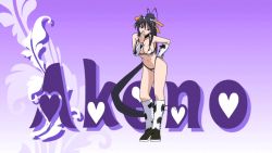 10s 1girl animal_ears animal_print animated animated_gif ass bell bikini black_eyes black_hair breasts collar covered_erect_nipples cow_ears cow_print cow_print_bikini cow_tail custom dancing demon_girl fake_ears female_focus high_school_dxd himejima_akeno horns large_breasts long_hair navel neck_bell print_bikini purple_eyes reversed screencap smile solo swimsuit tail thighs underboob