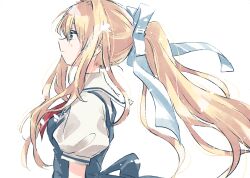 1girl air_(visual_novel) black_dress blonde_hair blue_eyes dress from_side highres kamio_misuzu looking_to_the_side matsuda_hikari neckerchief red_neckerchief ribbon solo solo_focus white_ribbon