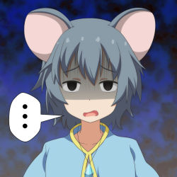 Rule 34 | ..., 1girl, animal ears, black eyes, cato (monocatienus), female focus, gloom (expression), grey hair, jewelry, looking at viewer, mouse ears, nazrin, open mouth, pendant, sanpaku, shaded face, short hair, solo, spoken ellipsis, touhou, upper body