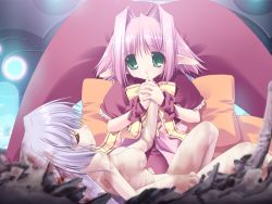 00s 2girls bridget_(prism_ark) fel game_cg multiple_girls nipples nude oono_tetsuya pink_hair pointy_ears prism_ark sleeping