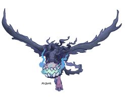 Rule 34 | 1other, blue fire, digimon, digimon (creature), fire, highres, other focus, saberdramon, solo